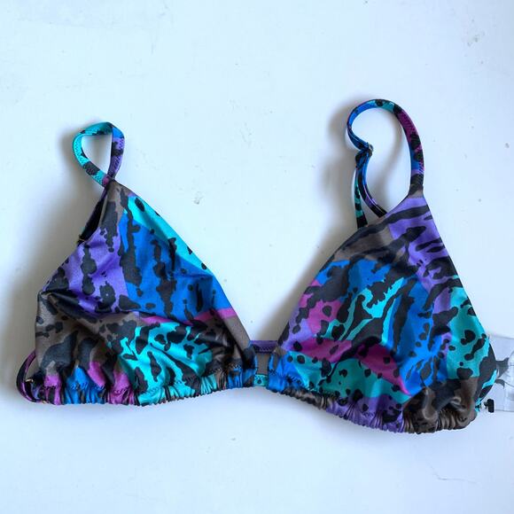 Victoria's Secret L Leopard Cheetah Print Triangle Bikini Top Swim Black Purple - Picture 8 of 12
